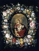 Jan Breughel Virgin and Child with Infant St John in a Garland of Flowers Sweden oil painting artist